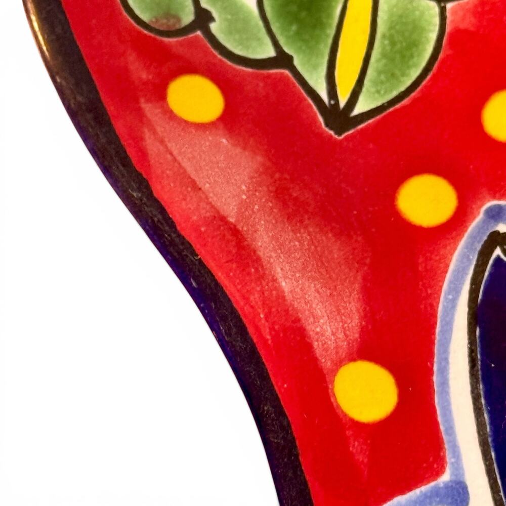 Talavera Mexican 10" Pottery Hand Painted Large Spoon Rest Lead Free Art Decor - Picture 4 of 8
